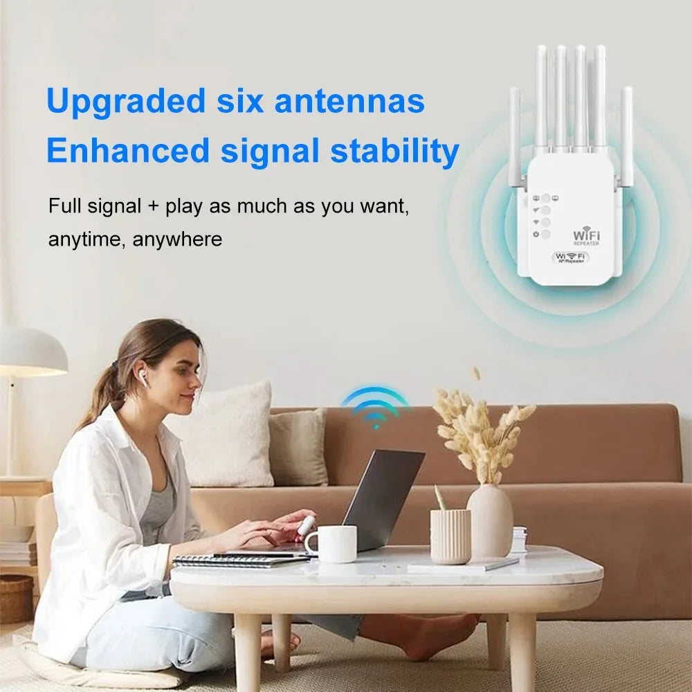 Kebidumei 1200Mbps Dual Band WiFi Extender 2.4G 5G Wireless Signal Booster Repeater