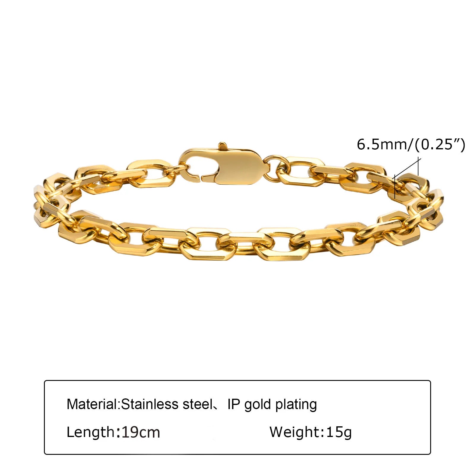 Chunky Stainless Steel Link Chain Bracelet – Gold Plated Layering Jewelry