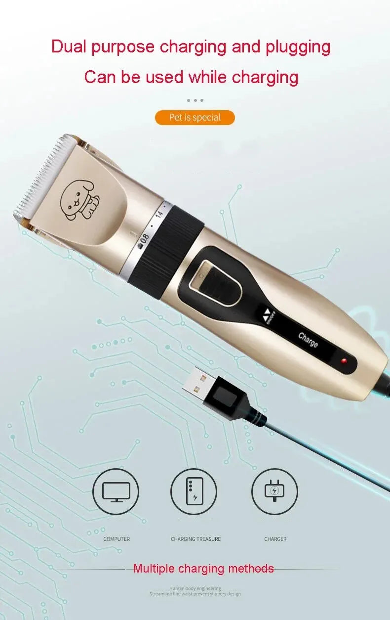 Professional Pet Grooming Clippers - Cordless Rechargeable for Dogs, Cats & Rabbits