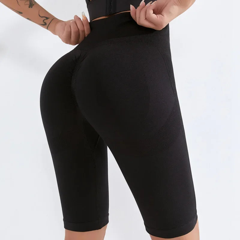 Women's High-Waist Seamless Yoga Shorts - Workout & Running