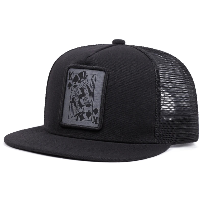 Playing Card Baseball Cap - Adjustable Snapback Trucker Hat for Fishing & Casual Wear