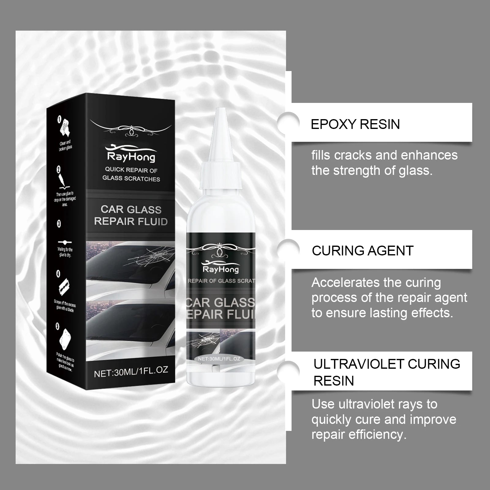 Car Windshield Repair Kit DIY Glue Quick Fix Car Glass Crack Repair Agent Chips Cracks Combined Repair for All Types of Glass