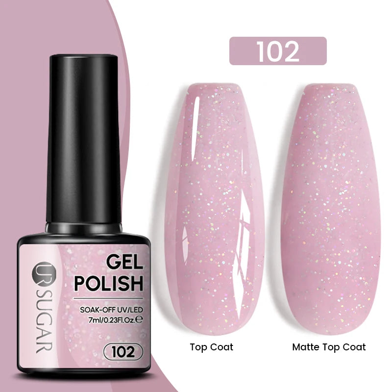 Glitter Gel Nail Polish – Semi-Permanent UV LED Gel with Sparkling Shimmer Finish