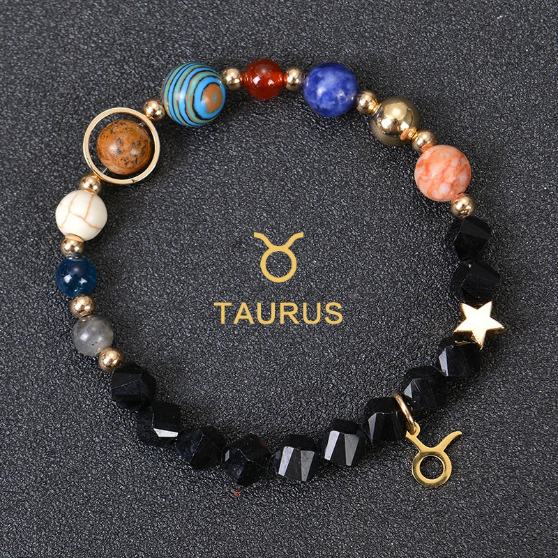 Zodiac Crystal Stone Bracelet for Women - 12 Constellation Charm Birthday Gift