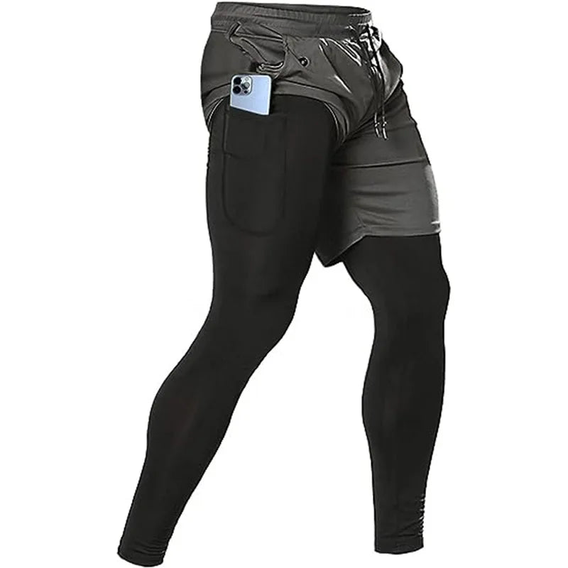 Men's 2-in-1 Athletic Pants - Training Running Pants for Gym, Fitness & Sports