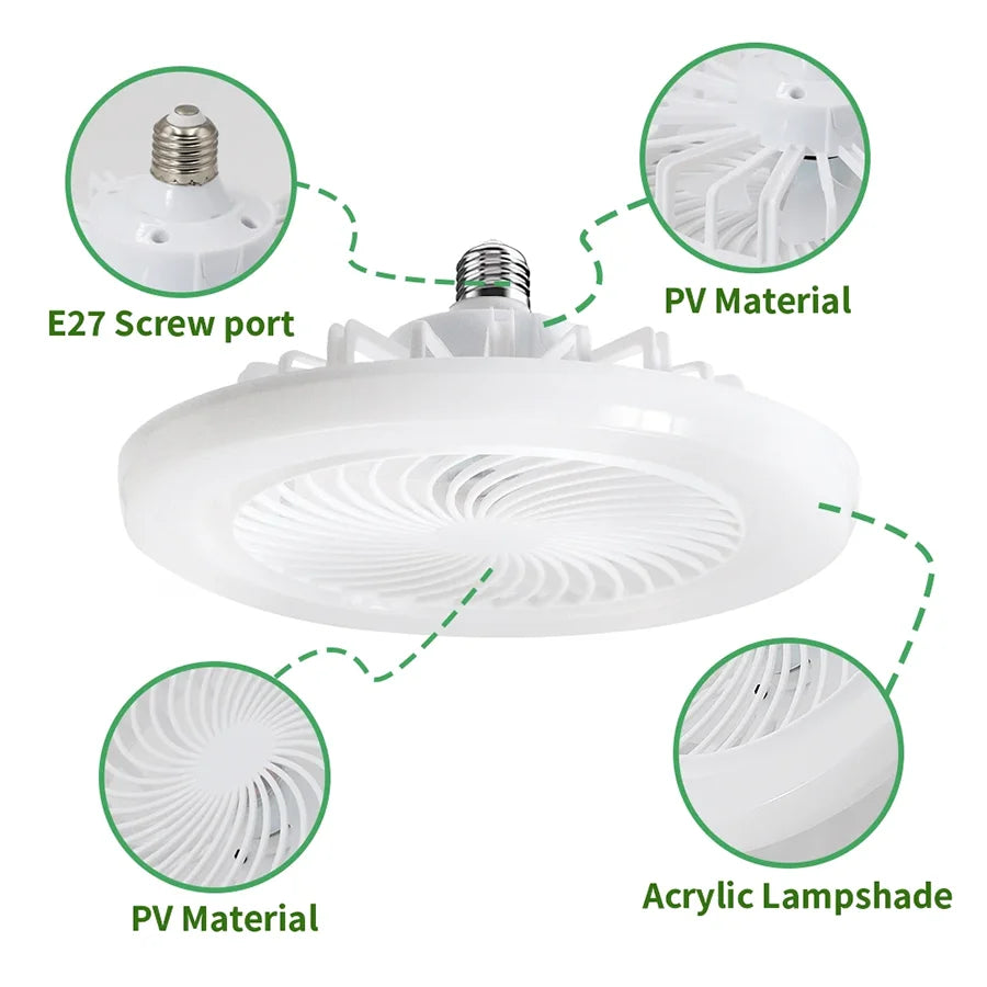 LED Smart 3-in-1 Ceiling Fan Light – Remote Control, 3 Speeds, E27 Socket for Bedroom & Living Room
