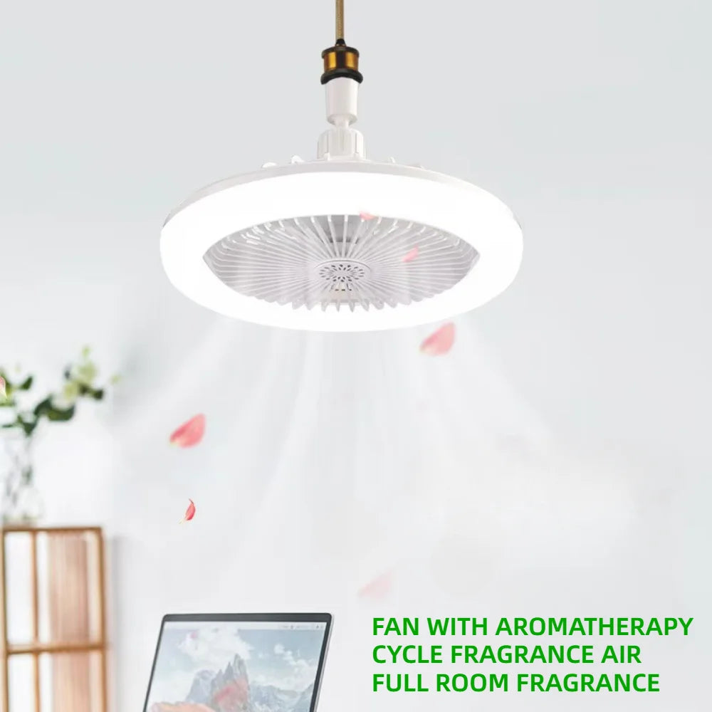 3-in-1 Rotatable Ceiling Fan with Remote Control - E27 LED Light Converter Base for Bedroom & Living Room