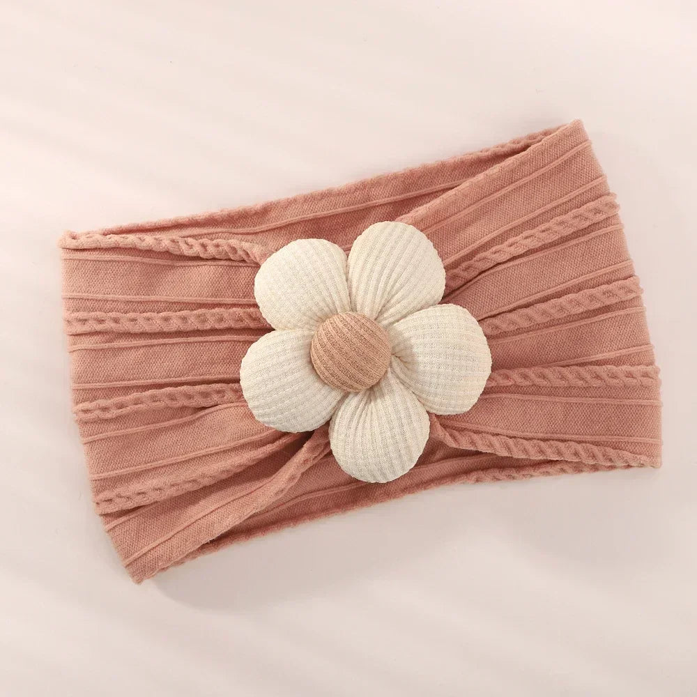 Baby Nylon Headscarf – Handmade Flower Elastic Headband for Newborns Ages 0–1