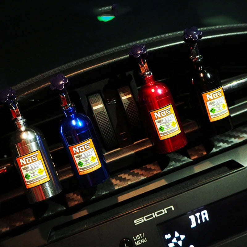 NOS Nitrogen Bottle Car Air Freshener - Lemon Scent Vent Clip Aromatherapy Auto Perfume