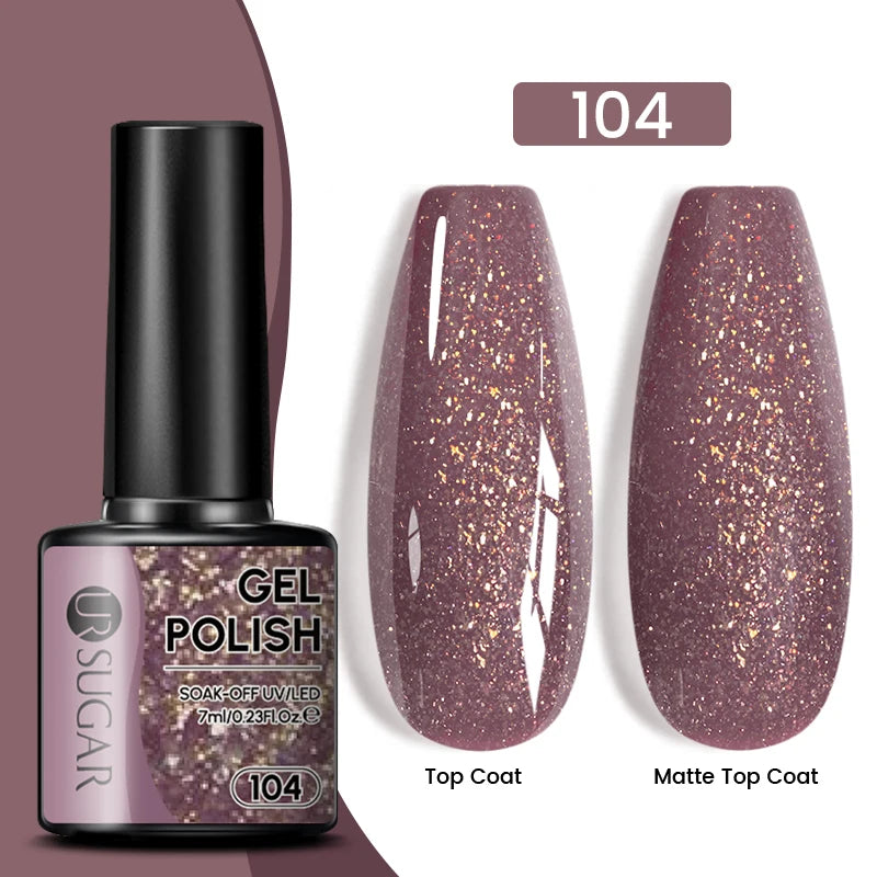 Glitter Gel Nail Polish – Semi-Permanent UV LED Gel with Sparkling Shimmer Finish