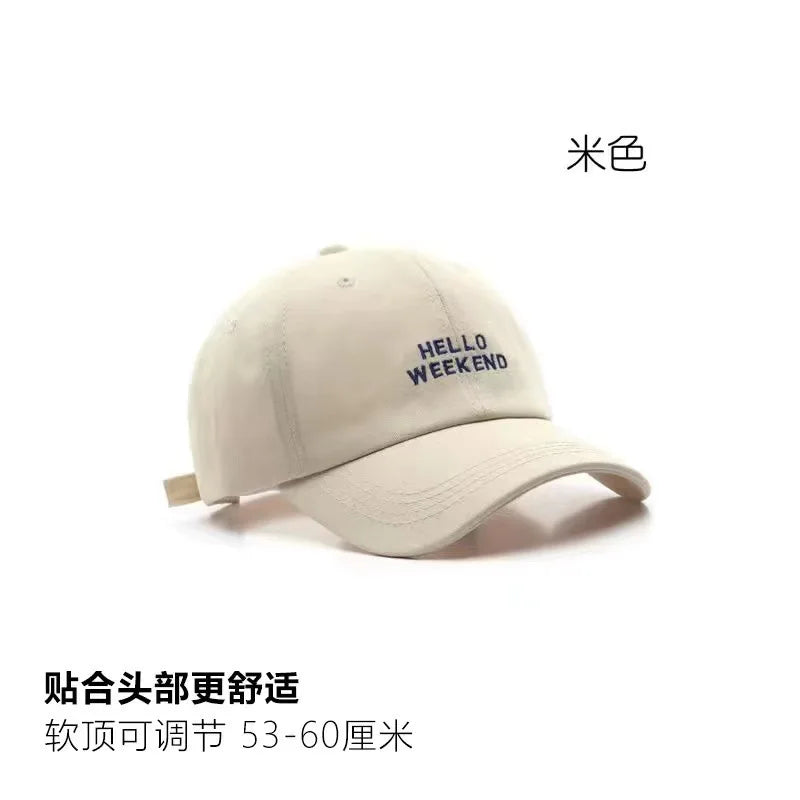 Oversized Baseball Cap for Big Heads - Embroidered Letter Curved Brim Hat for Women