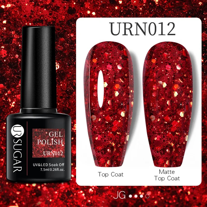 Glitter Gel Nail Polish – Semi-Permanent UV LED Gel with Sparkling Shimmer Finish