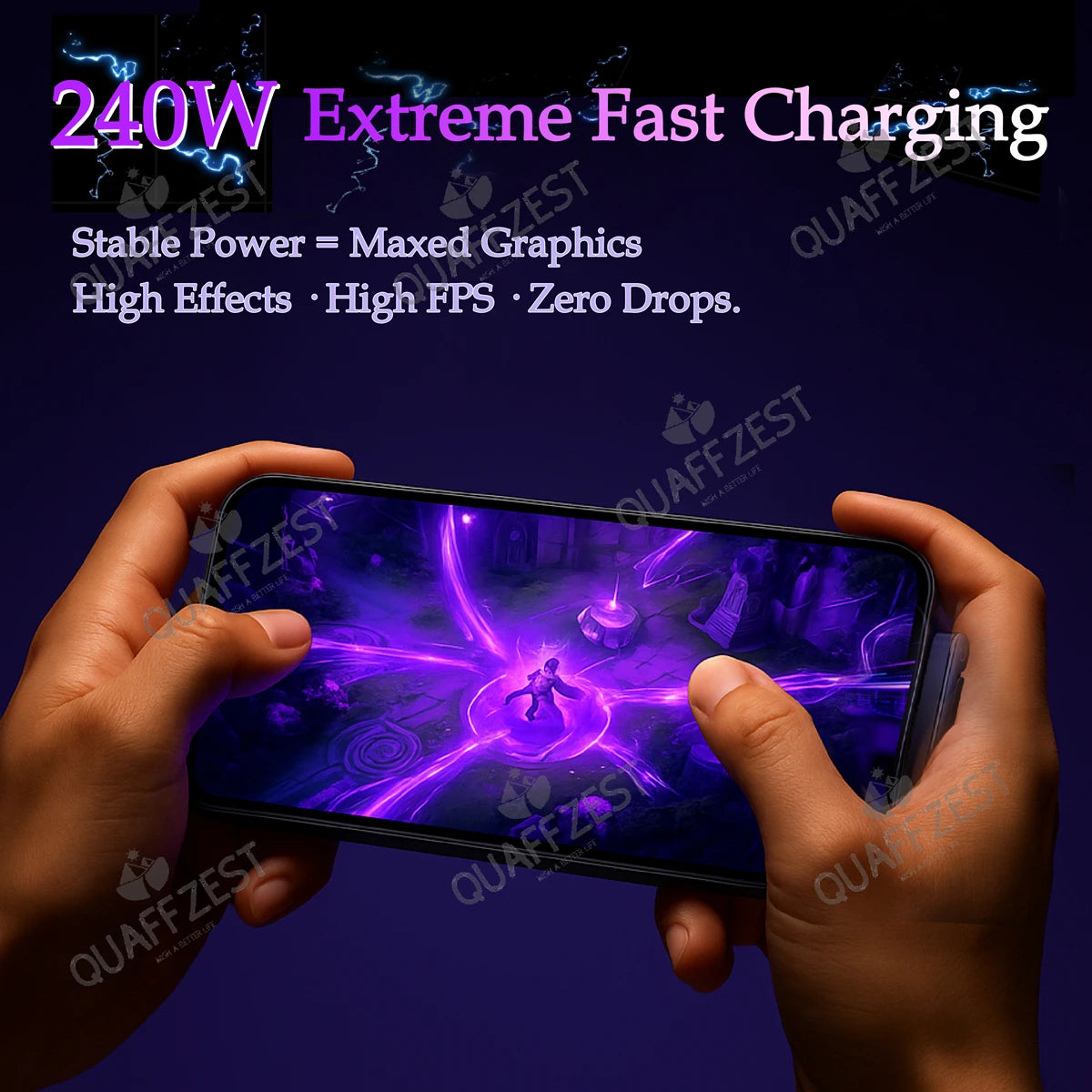 240W Fast Charging Cable with Built-In Foldable Phone Holder - 2-in-1 USB-C Gaming Stand