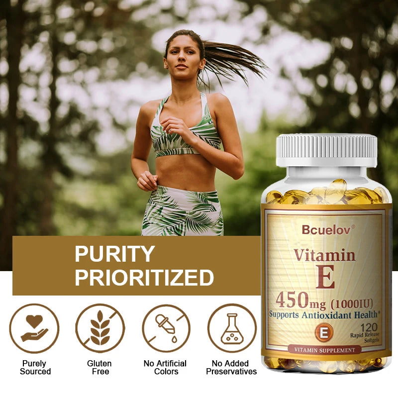 Bcuelov Vitamin E 1000 IU (450mg) – Skin, Hair & Antioxidant Support