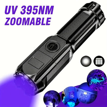 UV Flashlight 395nm - Portable Ultraviolet Blacklight Torch for Pet Urine Detection & Scorpions
