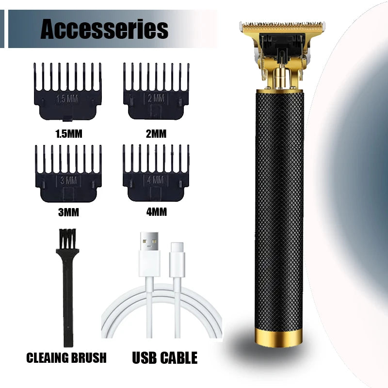 T9 Electric Hair Trimmer - USB Rechargeable Professional Clipper for 0mm Bald Fades