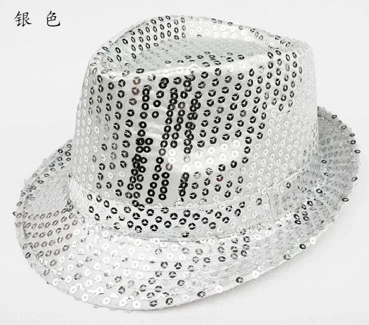 Kids Reflective Top Hat - Glitter Hip-Hop Jazz Dance Performance Hat for Stage & Parties