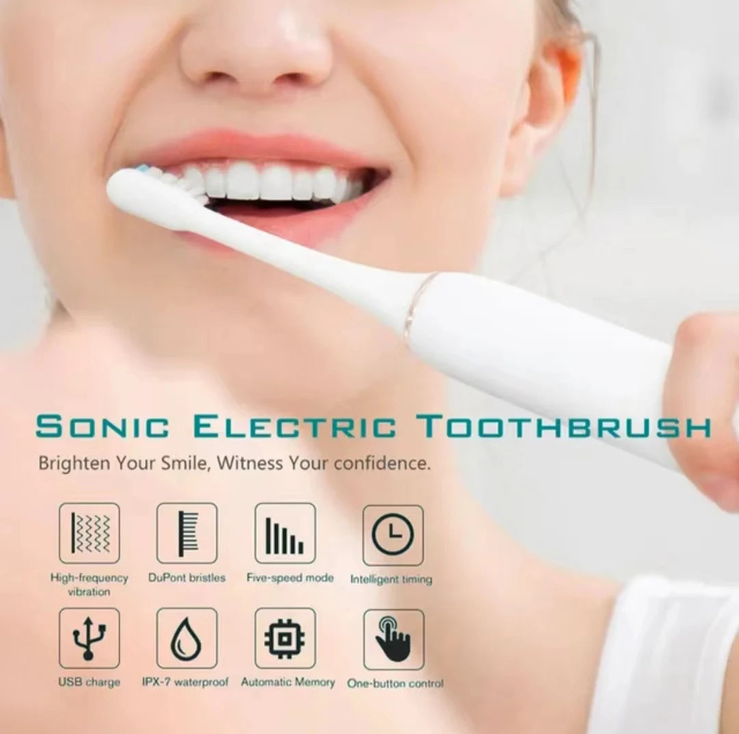 Sonic Electric Toothbrush for Adults - IPX7 Waterproof USB Rechargeable with 6 Cleaning Modes