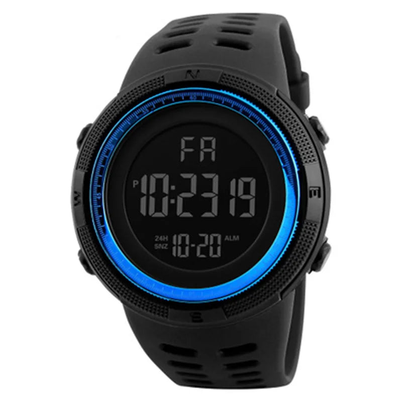 Men's Digital Sports Watch - Military Style LED Multifunction Wristwatch