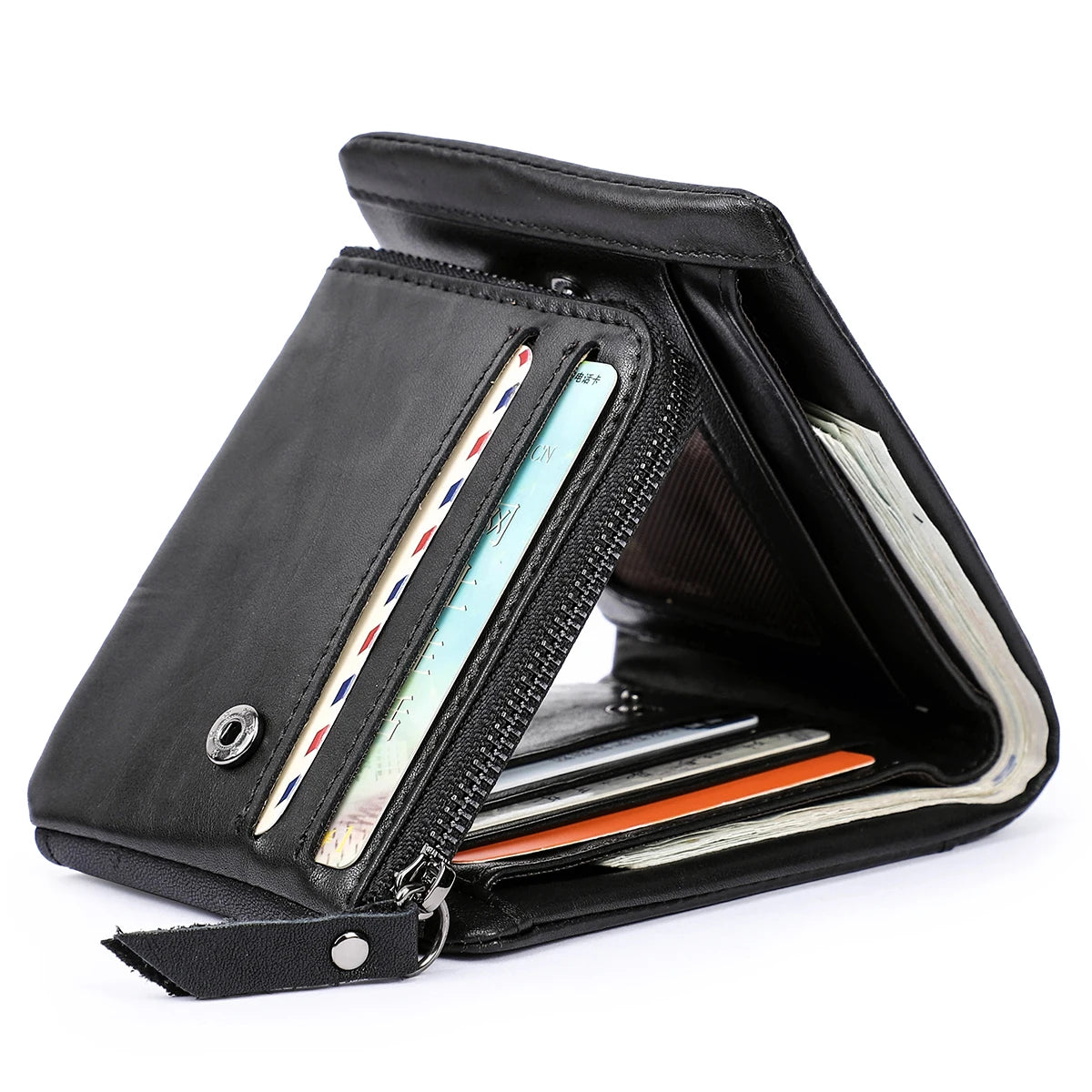 Crazy Horse Leather Trifold Wallet – Coin Pocket