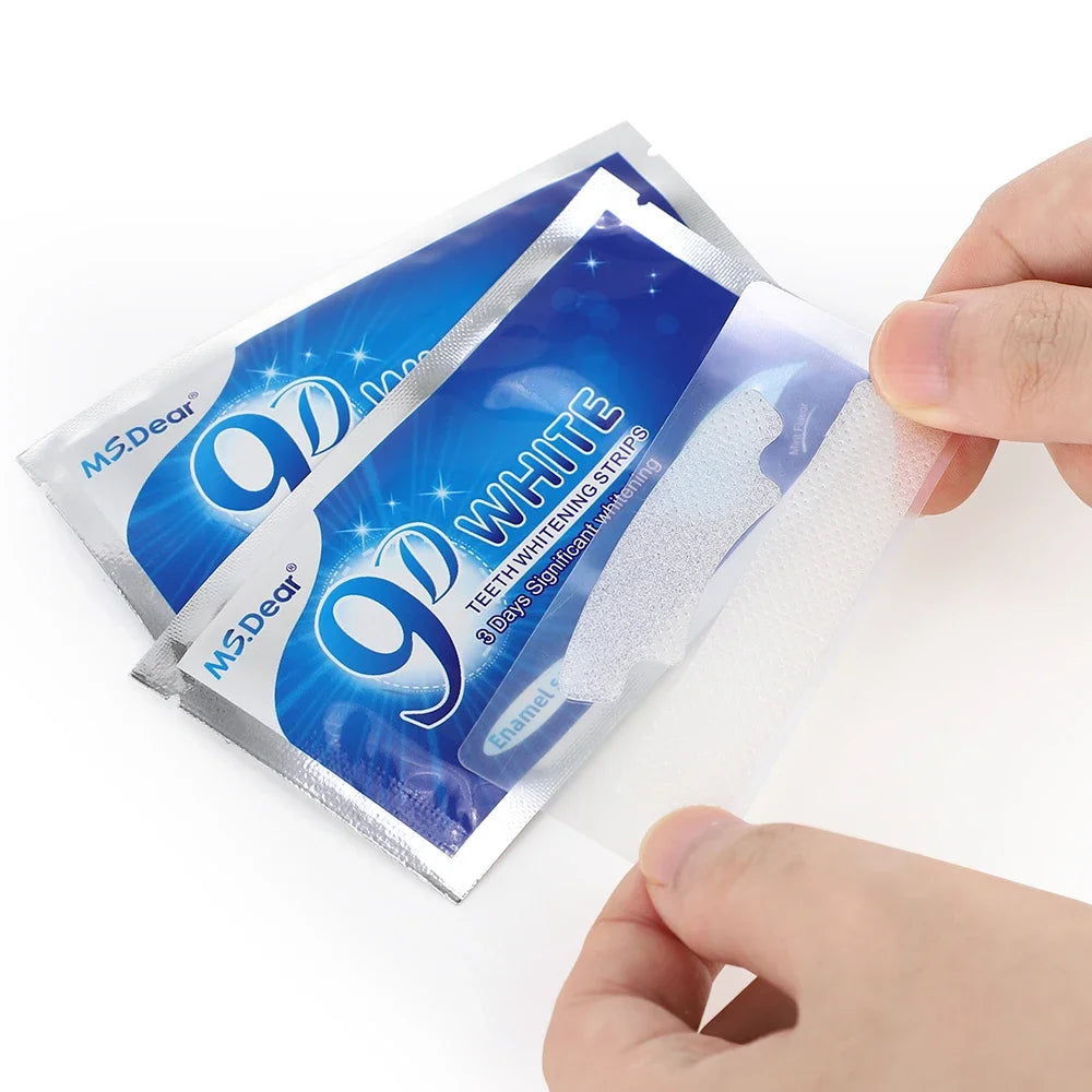 7pcs/box 9D Teeth Whitening Strips Toothpaste Gel Oral Hygiene Care Double Elastic Teeth Bleaching Strips False Teeth Veneers
