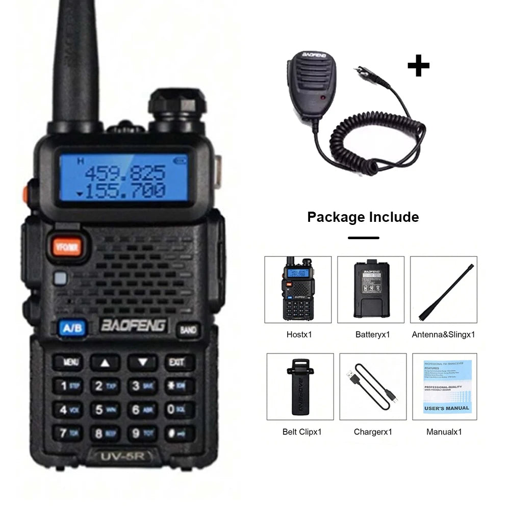 Baofeng UV-5R Two-Way Radio - Dual Band VHF/UHF Ham Radio with USB Charging