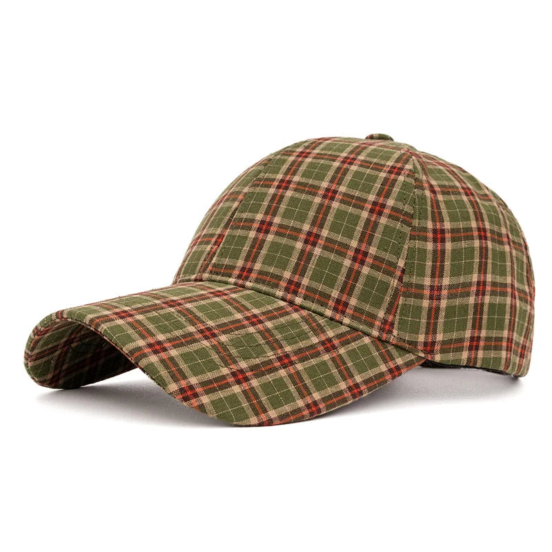 Retro Checkered Baseball Cap - Color-Blocked Snapback Hat for Casual Shopping & Dates