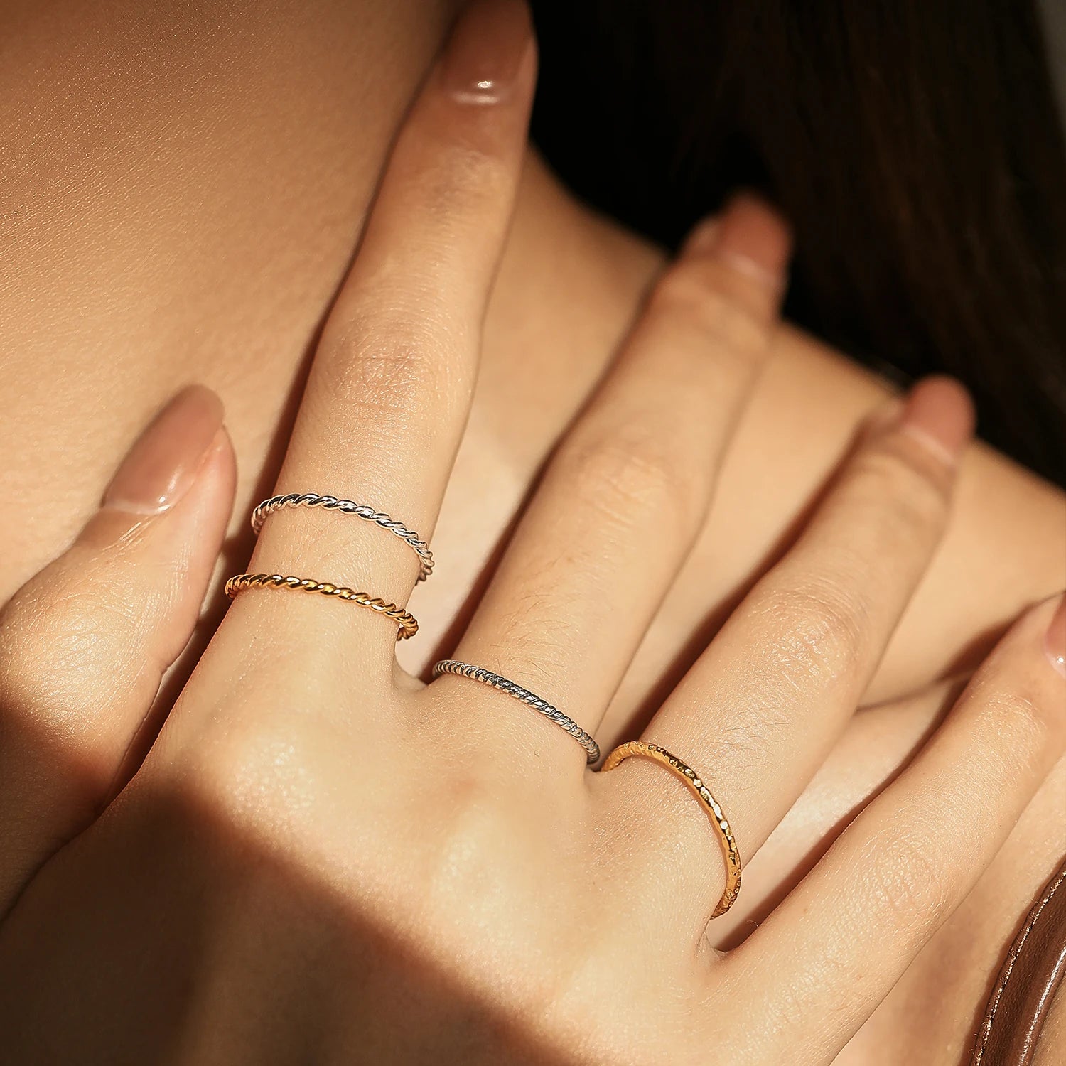 Sterling Silver Stackable Ring – Geometric Finger Ring Jewelry