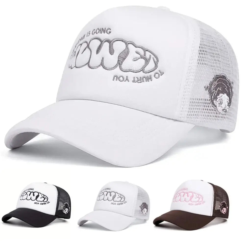 "Everyone Is Going" Letter Embroidered Trucker Cap - Breathable Hip-Hop Snapback Hat