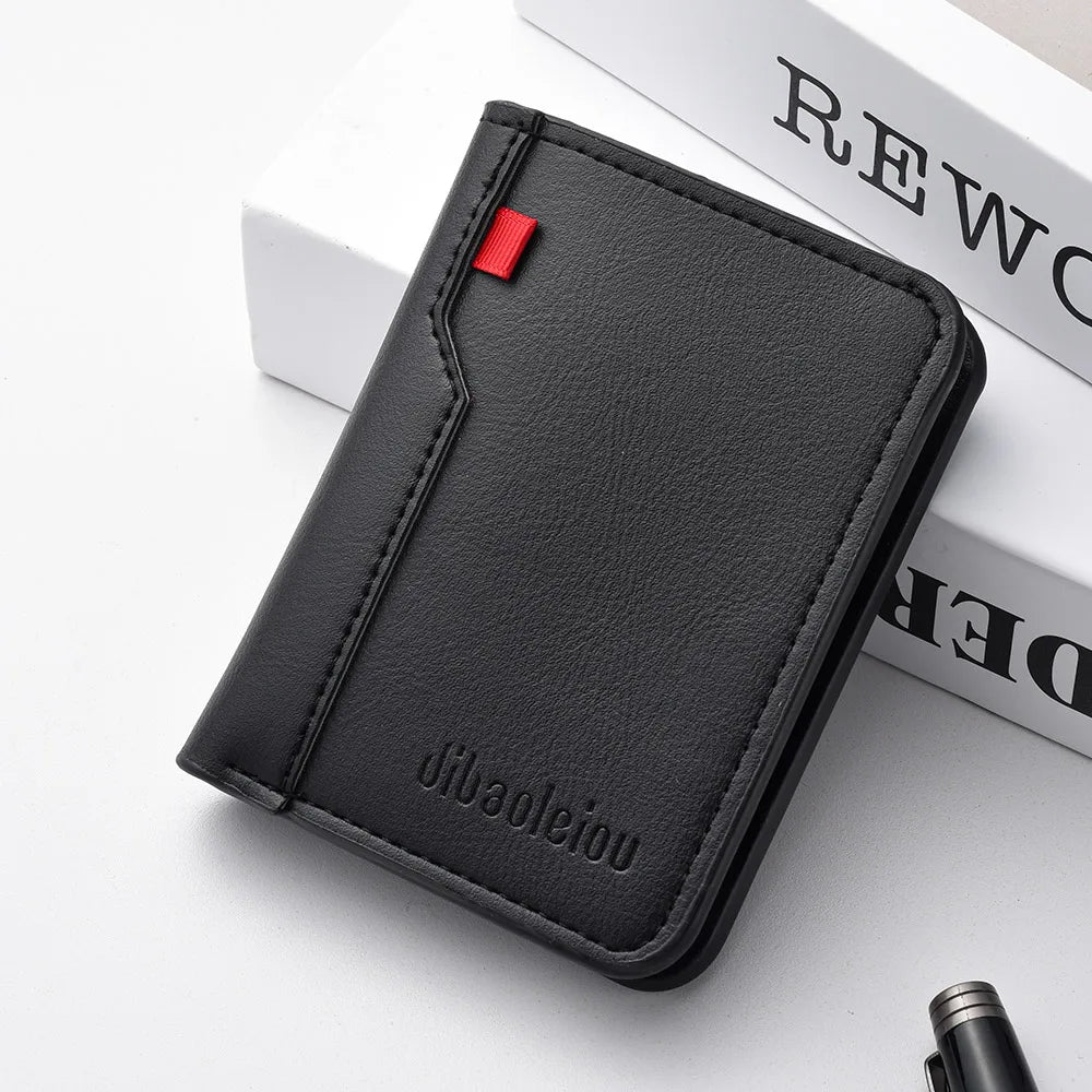 Men's Slim Leather Credit Card Wallet - Ultra-Thin Minimalist Card Holder