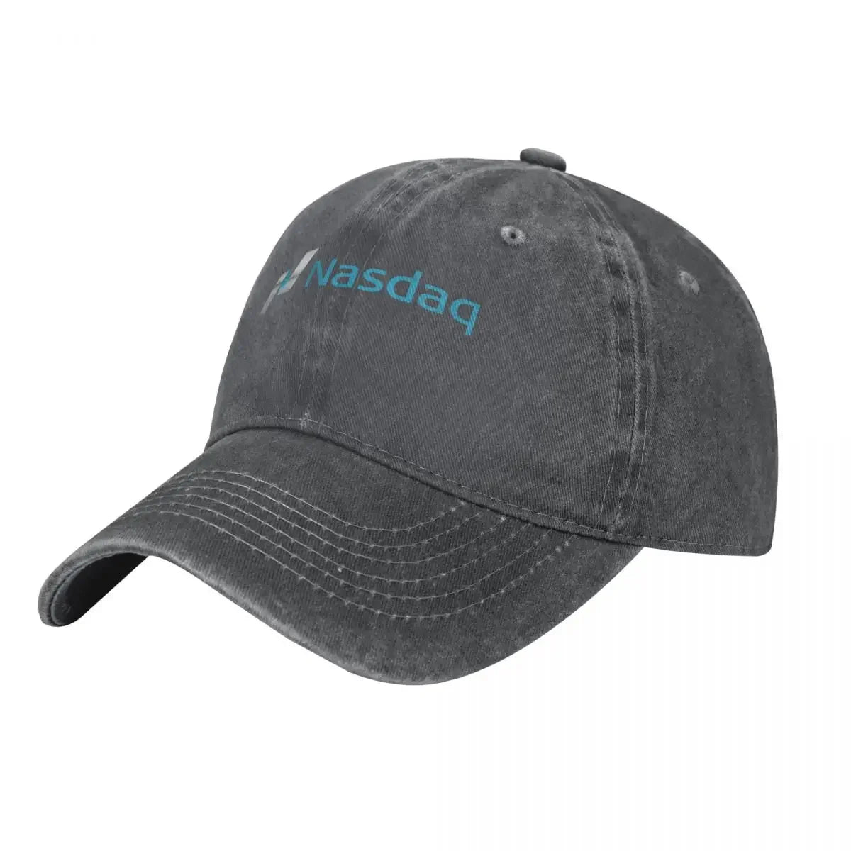 Nasdaq Logo Trucker Hat - Knitted Texture Denim Cap for Men's Summer Wear