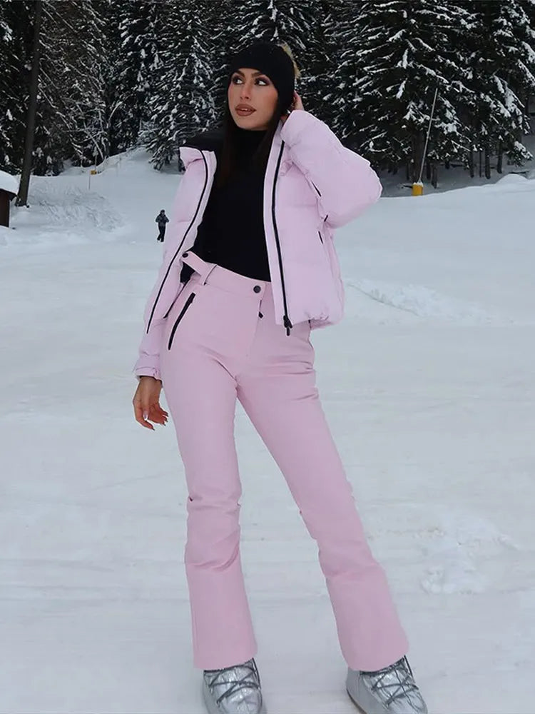 Pink Windproof Skiwear 2-Piece Set – Winter Tracksuit
