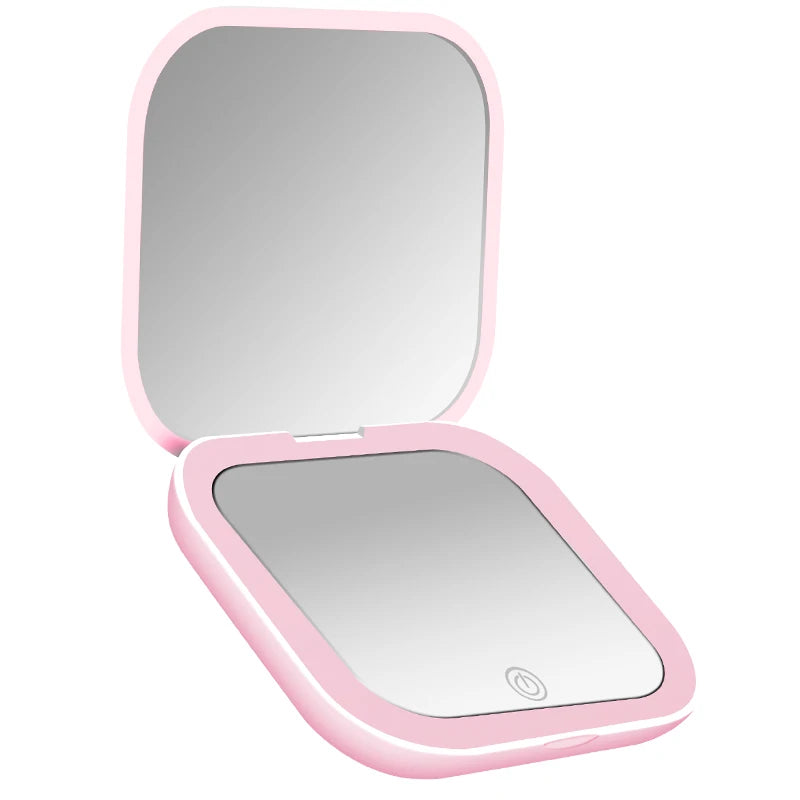 Portable LED Makeup Mirror – Foldable, Dual-Sided Travel Mirror