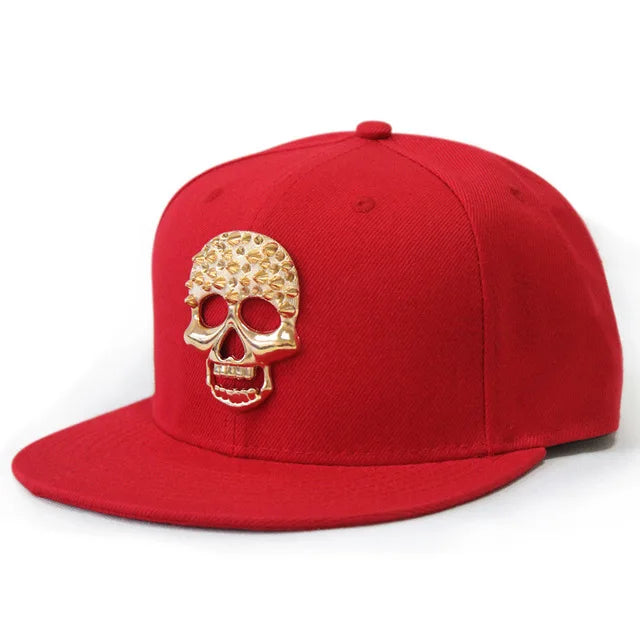 Skull Rivet Flat Brim Cap - Hip-Hop Snapback Baseball Hat for Street Dance & Urban Style