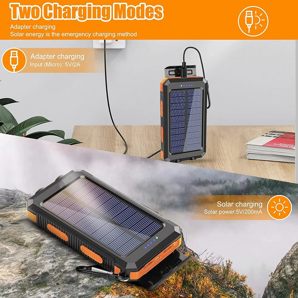 Solar 80000mAh Portable Power Bank with LED Light