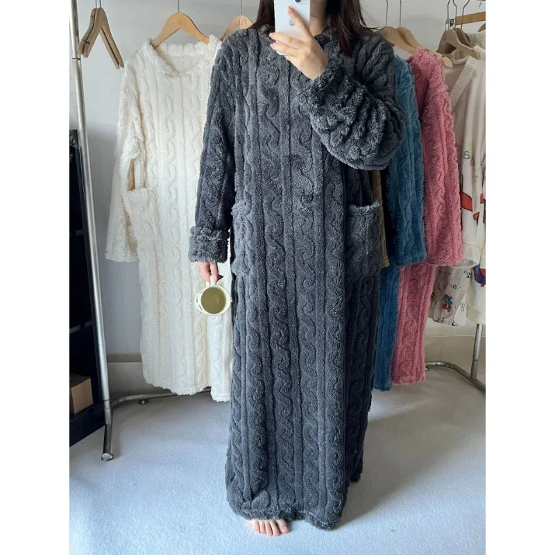 Plus Size Flannel Pajamas – Women’s Coral Velvet Nightwear