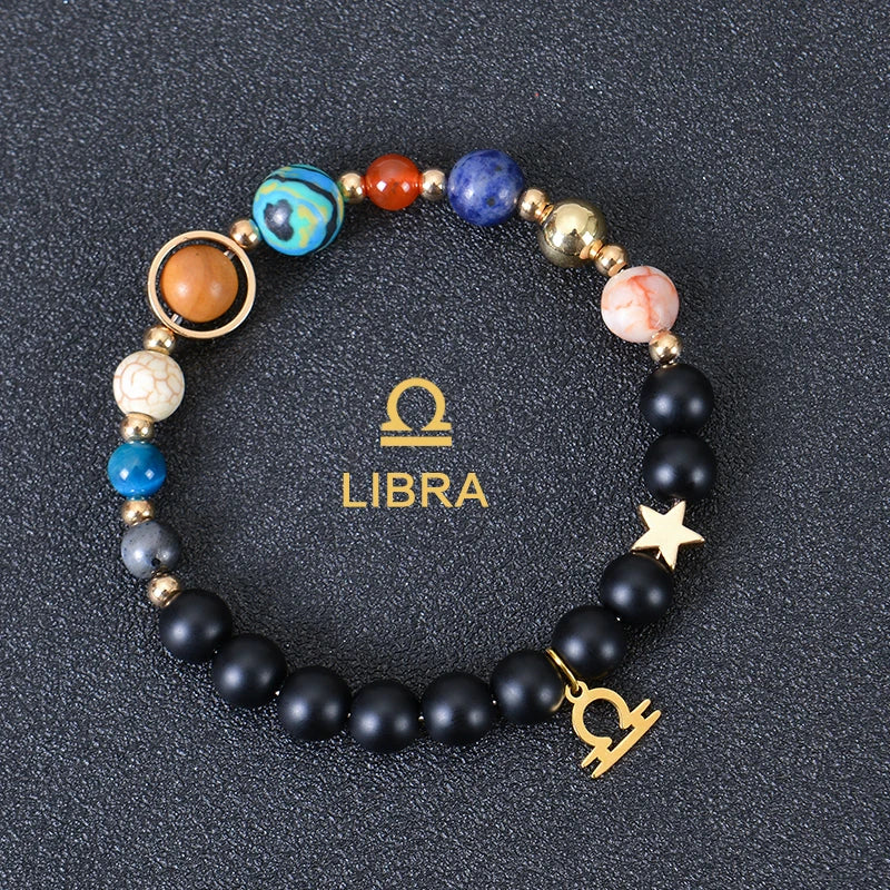 Zodiac Crystal Stone Bracelet for Women - 12 Constellation Charm Birthday Gift