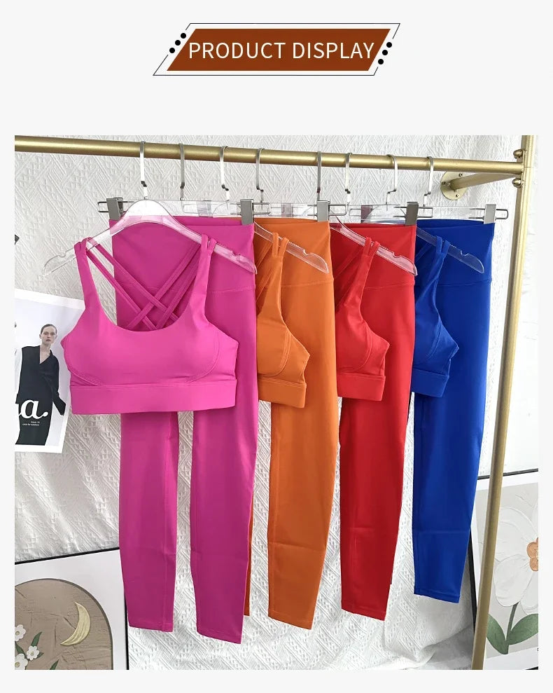 Women's 2-Piece Yoga Set - Crop Top & High Waist Leggings for Gym & Fitness