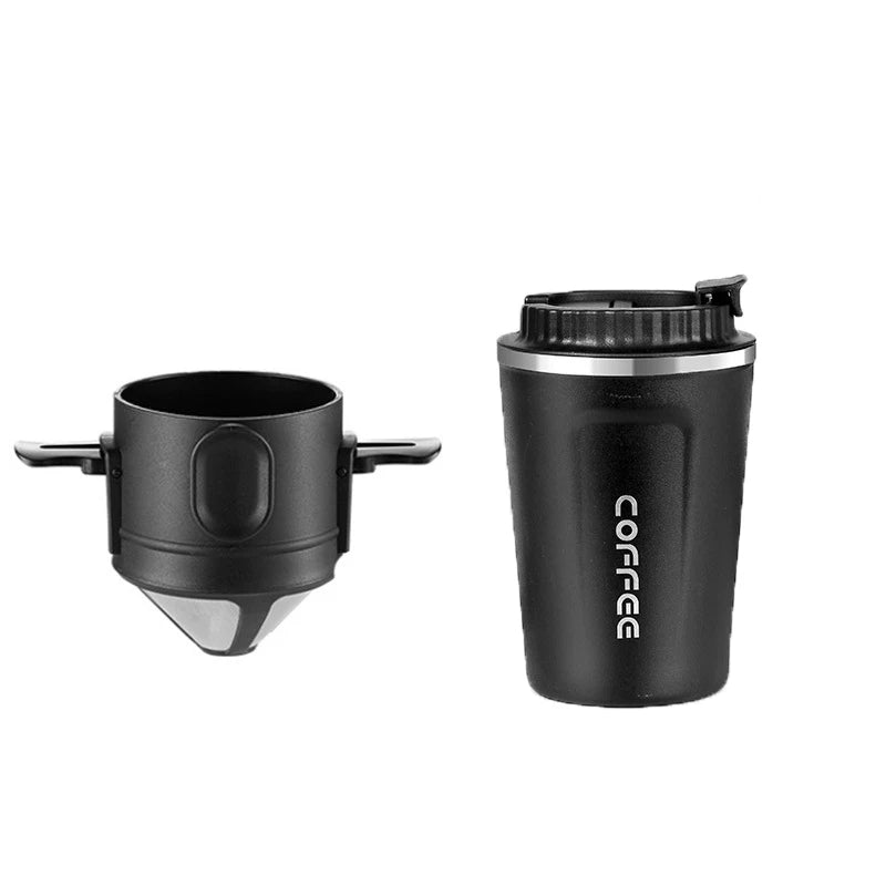 Portable Stainless Steel Coffee Dripper Set - Reusable Pour Over Filter with Mug for Travel & Camping