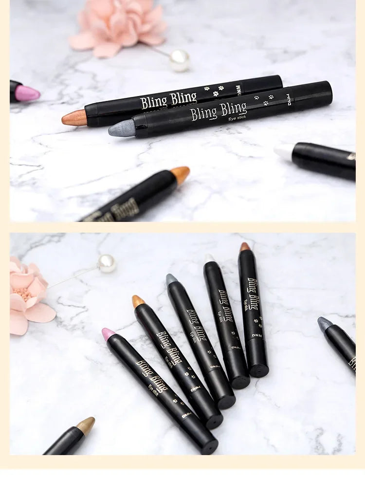 Bling Eye Shadow Pen - 16 Colors Glitter Eyeshadow Stick, Pearlescent Shimmer Pencil