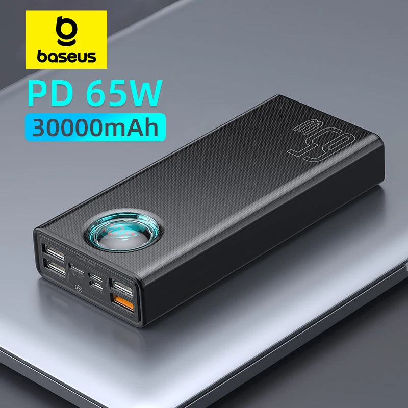 Baseus 65W 30000mAh Power Bank com Carregamento Rápido PD