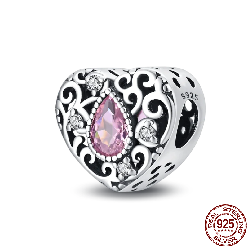 925 Sterling Silver Charm Bead with Zircon - Compatible Bracelet Charm