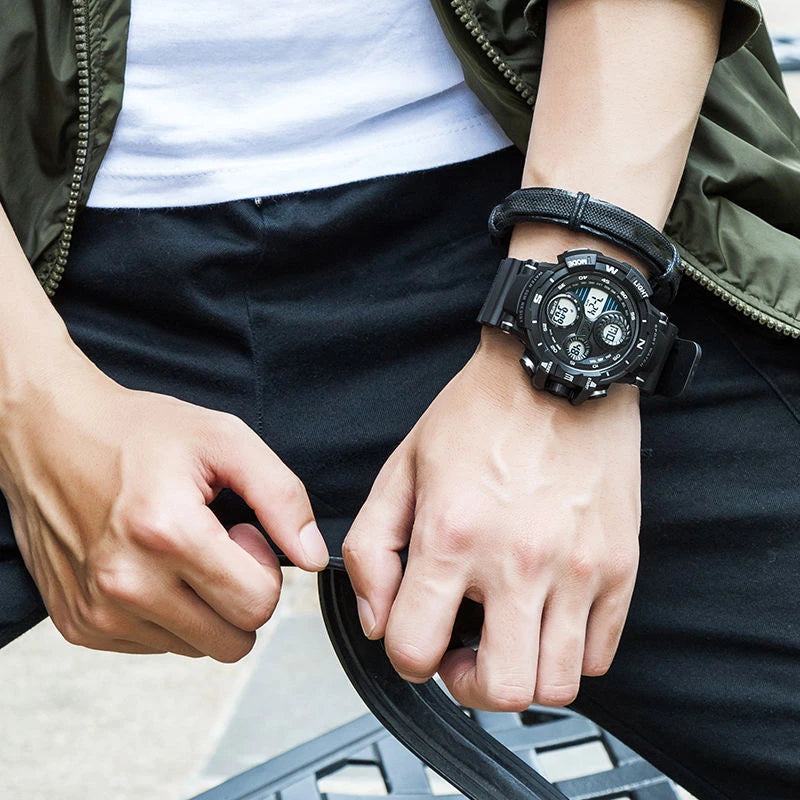 Men's Digital Sports Watch - LED Night Light Electronic Watch for Students & Teens