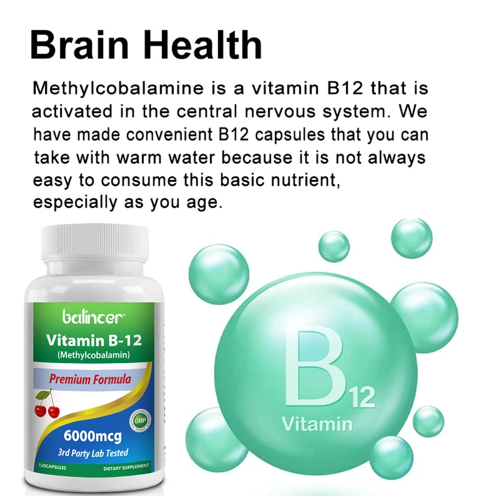 Vitamin B12 Supplement – Energy, Brain & Nervous System Support