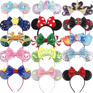 Disney Colorful Sequins Bow Headband – Rainbow Hair Accessory for Girls & Disney Fans