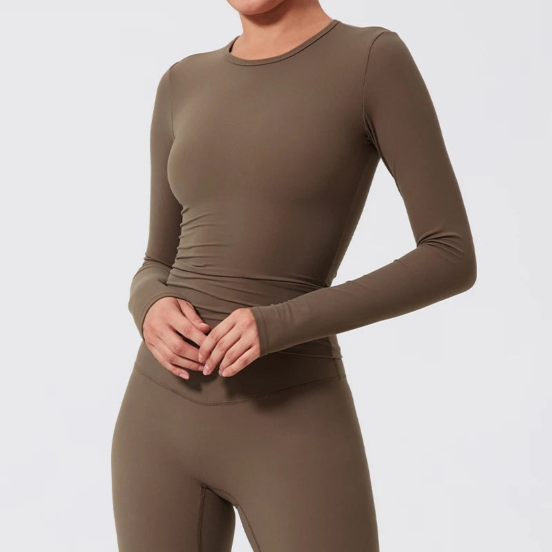 Women's Long Sleeve Athletic Shirt - Quick-Dry Workout Top for Yoga, Gym & Running