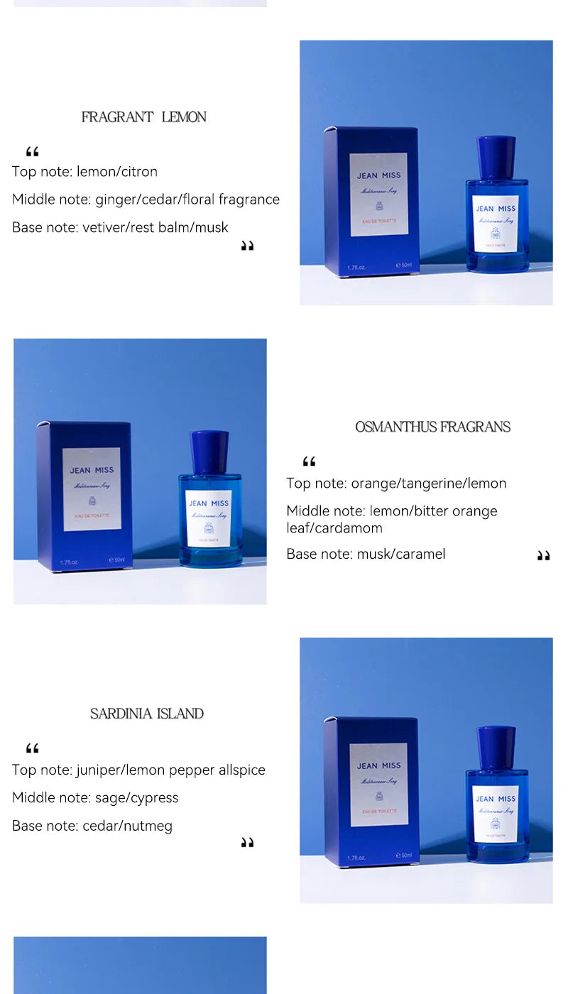 Blue Mediterranean Fruity Perfume - Fresh Unisex Fragrance (50ml)