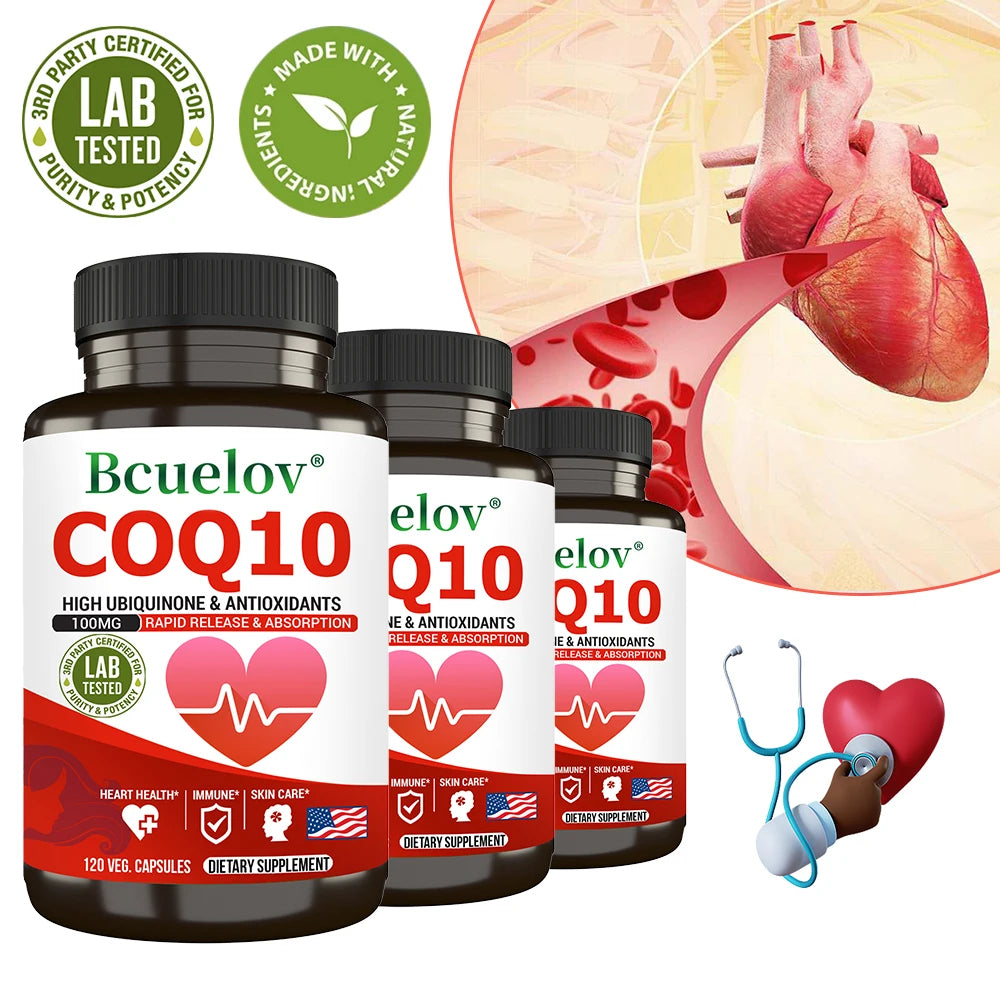 CoQ10 100mg High Absorption Supplement - Heart Health & Energy Support with Black Pepper Extract (120 Capsules)