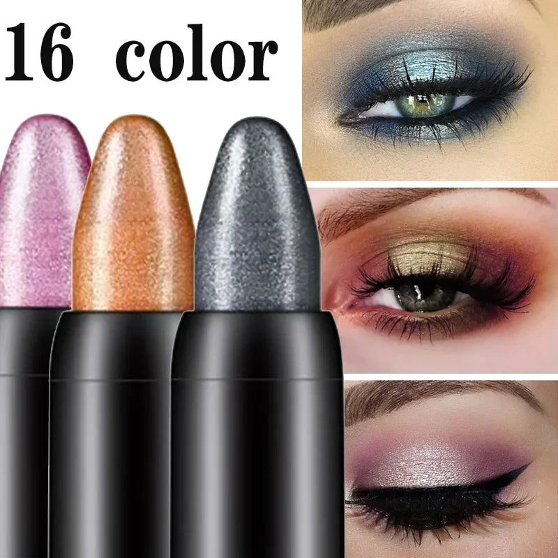 Bling Eye Shadow Pen - 16 Colors Glitter Eyeshadow Stick, Pearlescent Shimmer Pencil