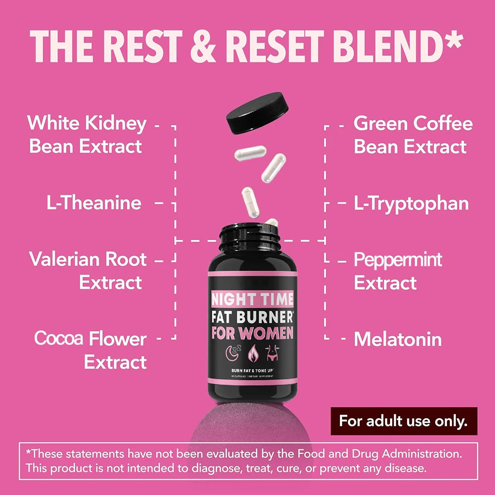 Night Time Weight Loss Capsules for Women - Sleep & Slim with Metabolism Booster